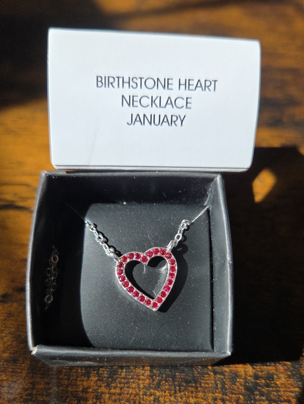Avon Silver Birthstone Heart Necklace - January